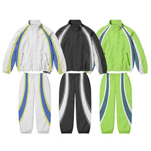 2025 hommes deux pièces ensemble Vintage fermeture éclair survêtement grande taille bande réfléchissante Sublimation coupe-vent Nylon survêtement pour hommes - Product Image 3