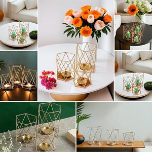 Ensemble de lanternes porte-bougies chauffe-plat en fil de fer doré style nordique, vente en gros, centre de table de mariage, décoration d'intérieur de luxe, fournisseur export - Product Image 5