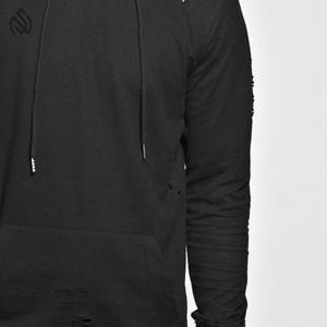 Vêtements pour hommes décontractés personnalisés sweats à capuche d'hiver de qualité supérieure surdimensionné en détresse broderie patch sweat à capuche - Product Image 6