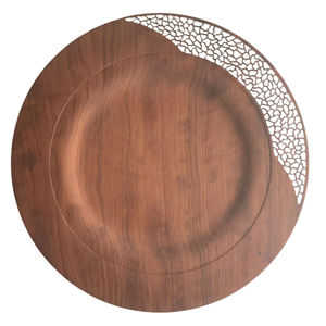 Assiette de service en bois d'acacia au design classique, vaisselle écologique, plateau rond en bois pour mariages et événements, hôtels et restaurants - Product Image 3