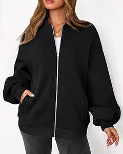 Sweat-shirts à fermeture éclair surdimensionnés de haute qualité pour femmes, vestes décontractées à manches longues, vêtements d'extérieur pour l'hiver avec service OEM - Product Image 5