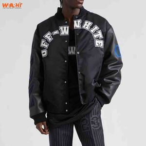 Blouson de baseball OEM de haute qualité personnalisé pour hommes Veste en cuir universitaire col montant patch brodé pour l'hiver - Product Image 1