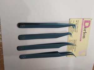 Custom Logo L-Shape Volume Curved <b>Eyelash</b> Extension <b>Tweezers</b> Shinny Finish Stainless Steel Plasma Coated <b>Eyelash</b> <b>Tweezers</b> for - Product Image 3