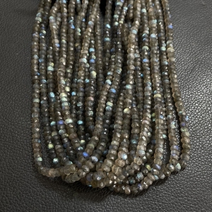 Perles en forme de rondelle à facettes en labradorite de qualité fine perles en gros arc-en-ciel noir perles flash multicolores - Product Image 4