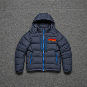 Hot Sale Custom Hooded <b>Waterproof</b> Breathable Puffer <b>Jacket</b> Men's Front Printed Winter Wear <b>Padded</b> Coat With Detachable Hood - Product Image 1