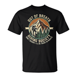 Out Of Breath Hiking Society <b>Mountain</b> <b>T</b>-<b>Shirt</b> Outdoor Hikers Design - Product Image 2