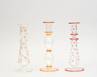 Porte-bougie en verre soufflé artisanal de luxe en forme de cœur, cadeau décoratif et objet d'artisanat pour la décoration de la maison et les mariages