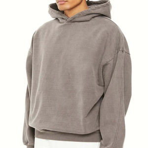 Sweat-shirt à capuche streetwear vintage à logo personnalisé pull à capuche à épaules tombantes sweat à capuche délavé à l'acide pour hommes - Product Image 3