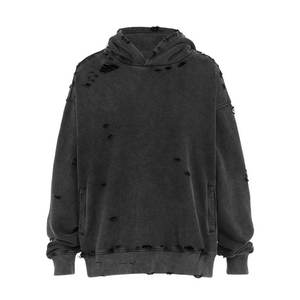 Sudadera con Capucha para Hombre, Estilo Desgastado, Manga Larga, con Logotipo Personalizado Impreso en Impresión Digital, Color Sólido, 100% Poliéster - Product Image 2