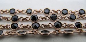 Argent sterling 92,5 % de haute qualité, chaîne à maillons en oxyde de zirconium noir rond de 4 mm, taille diamant, pour la fabrication de bijoux, vendue au mètre - Product Image 2