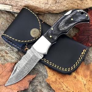 Cuchillo Plegable de Acero de Damasco de Grado Industrial Hecho a Mano con Mango de Madera, Personalizable OEM, Regalo Perfecto para Aniversario - Product Image 6