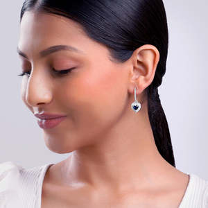 Pendientes de cristal corazón real de plata - Product Image 3