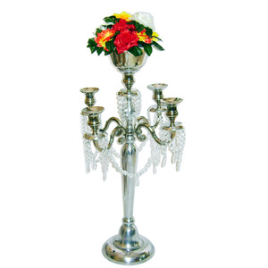 Elegant Metal Candelabra 5 <b>Candle</b> for Wedding Centerpieces and Home Decoration Silver Decorative Metal Handmade Candelabra - Product Image 2