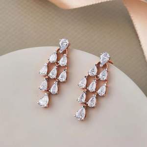 Exclusive 22.16 Carat Lab Pear Shape Diamond <b>Tennis</b> <b>Necklace</b> Set 14K Gold IGI Certified Trendy Luxury Wedding Bridesmaid Gift - Product Image 2