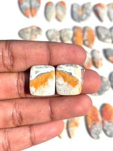 Lote de par de piedras preciosas de jaspe Malinga natural cabujón al por mayor de alta calidad - Product Image 4
