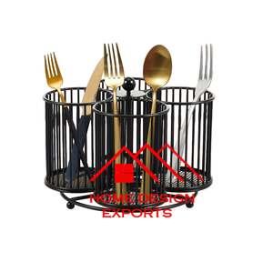 Soporte para utensilios de alambre de hierro Chapado en negro de diseño Premium de Venta caliente con Base de madera 2024 accesorios de cocina más vendidos - Product Image 1
