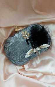 Rose fait à la main en résine pierre Designer pochette fini strass dame Vintage sac à main pour mariage fête anniversaire pochette - Product Image 5