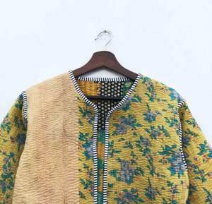 Chaqueta Kantha Hecha a Mano para Mujer, Estampado Índigo, Chaqueta Kantha Reversible, Chaquetas Kantha para Mujer - Product Image 4