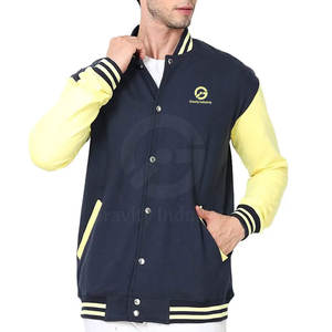 Nouvelles vestes Letterman pour hommes au design optimal, avec col montant, logo sur le devant, écologiques et respirantes, couleurs et logo personnalisables - Product Image 1