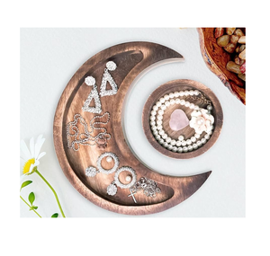 ถาดไม้รูปครึ่งวงกลม รับทำโลโก้ ถาดไม้รูปพระจันทร์ ถาดอาหาร ถาดวางบนโต๊ะ - Product Image 2