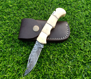 Navaja de bolsillo plegable de acero de Damasco hecha a mano, navaja de calidad de borde afilado para llevar todos los días, cuchillo de Camping, personalización OEM - Product Image 1