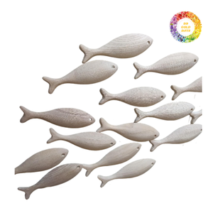 Estatuilla de pez multicolor, juguete de pez, adorno colgante de pared de pez de madera para habitación de bebé y exhibición de hogar costera - Product Image 1