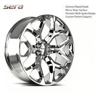 Rines de Aleación de Aluminio Sera Chrome Snowflake 6x139.7 de 20/22/24/26 Pulgadas, Nuevo Diseño Cóncavo, Réplica Cromada para Silverado 1500