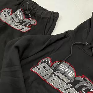 Conjunto Deportivo para Hombre de Alta Calidad, 100% Algodón, Talla XXL, Sudadera con Capucha y Logotipo Personalizado, Nuevo Chándal de Dos Piezas en Negro y Rojo, Ropa Urbana - Product Image 2