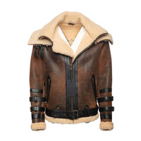 Blouson aviateur en cuir de mouton et fourrure pour homme, modèle 2026, nouveau style 2022, col en fourrure avec rembourrage chaud