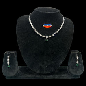 Ensemble de bijoux collier et boucles d'oreilles en diamant de luxe pour femmes mariée mariage et fête porter des bijoux fantaisie Combo article cadeau - Product Image 1