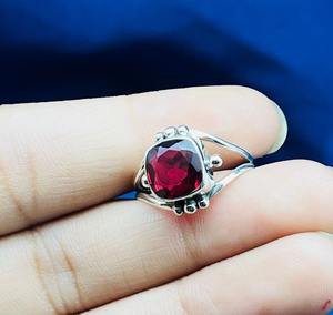 Natural Garnet Silver <b>Ring</b> Garnet Gemstone Silver <b>Statement</b> <b>Ring</b> Handmade Silver Bohemian <b>Ring</b> for Women's - Product Image 2
