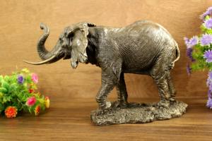Statue d'éléphant africain en polyrésine faite à la main Nirmala, figurine en bronze pour la décoration de table à la maison, origine Rajasthan - Product Image 3