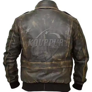 แจ็กเก็ตหนังแท้สไตล์วินเทจสำหรับผู้ชายปรับแต่ง100% ได้สีน้ำตาลดำปกตั้งสีสไตล์ใหม่ - Product Image 6