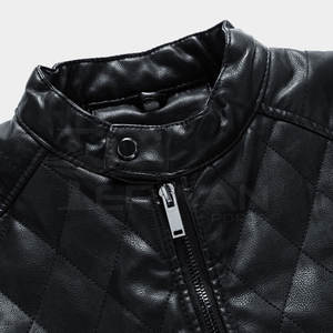 Venta al por mayor chaqueta de cuero de tamaño personalizado chaqueta de cuero genuino para los hombres de pie chaqueta de cuero con cuello - Product Image 5