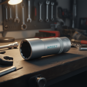 Hazet <b>12</b>-<b>Point</b> Long Square <b>Socket</b> 1/2'' with Traction Profile and Knurling - Product Image 3