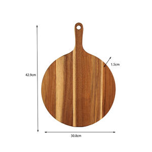 Bandeja de Servicio Redonda de Madera Mixta Ecológica, Tabla de Charcutería Artesanal para Hoteles y Restaurantes de Lujo, Grado Alimenticio - Product Image 3