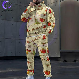 Transpirable Casual invierno Navidad impreso conjunto de dos piezas estilo callejero vacaciones Loungewear cómodo Invierno Polar chándales - Product Image 6