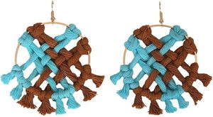 Boucles d'oreilles tissées à la main macramé fil de coton feuille frange gland boucles d'oreilles bijoux de mariage femmes accessoires OEM - Product Image 5