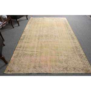 Tapis Vintage en Laine Verte 5.7X9.3 pieds Patchwork Turc Tapis Plat Tissé Décorations de Salon avec Support en Latex - Product Image 1