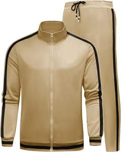 Ensemble de survêtement 100% coton pour homme-Veste à fermeture éclair et pantalon de survêtement Plus Size X-Large Respirant pour la saison d'automne - Product Image 3