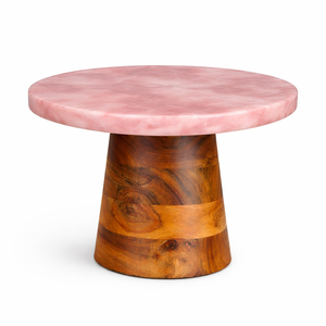 Support à gâteau moderne en résine avec base en bois, support rond pour servir les gâteaux pour mariages, fêtes, maison, cuisine, présentation - Product Image 2
