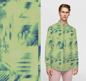 आकस्मिक पुनर्नवीनीकरण पॉलिएस्टर-पुरुषों की शर्ट मुद्रित कपड़े