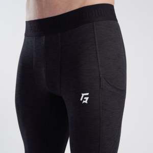GA Compression <b>Men's</b> 3/4 Pants 2.0 Charcoal with Logo on Waist Printed Pattern Made of Polyester and Spandex - Product Image 4