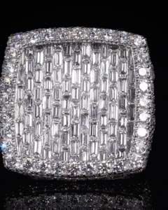 Anillo de Cóctel Unisex con Diamante Moissanite VVS, Plata de Ley 925, Engaste de Garras, Cuadrado, Bañado en Rodio, Diseño de Lujo - Product Image 5