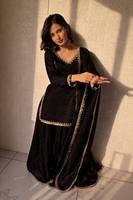 PRYOSHA EXPORT Setelan Baju Sharara Salwar Desainer untuk Wanita, Bordir Sutra Fandy, Pakaian Pesta, Gaun Etnik Pernikahan, Dupatta India