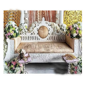 Sofá moderno de madera estilo Diwan para boda, sofá Diwan de diseño para boda india, sofá de madera blanco estilo Diwan para boda - Product Image 1