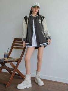 2026 Custom Letterman Varsity Wool <b>Jacket</b> for Women Plus Size Long Baseball <b>Jacket</b> with Embroidered Letters - Product Image 3