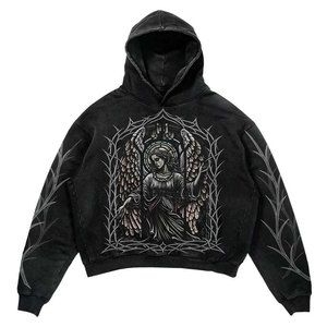 Meilleures ventes OEM DTG Sweats à capuche numériques imprimés en coton de haute qualité Pulls à capuche personnalisés en strass lavés à l'acide pour hommes - Product Image 5