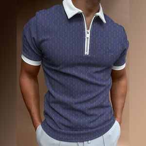 Polo uni à fermeture éclair pour hommes Col blanc Polo de couleur contrastée Polo de haute qualité respirant Design et logo personnalisés - Product Image 2