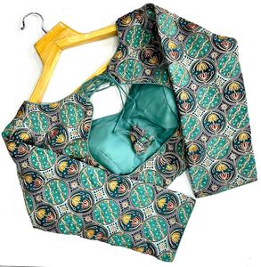 Blusa moderna Blusa con cuello en V con espalda abierta paterrn con manga larga La blusa Tiene estampado de posición trabajo elegante seda pura pesada - Product Image 6